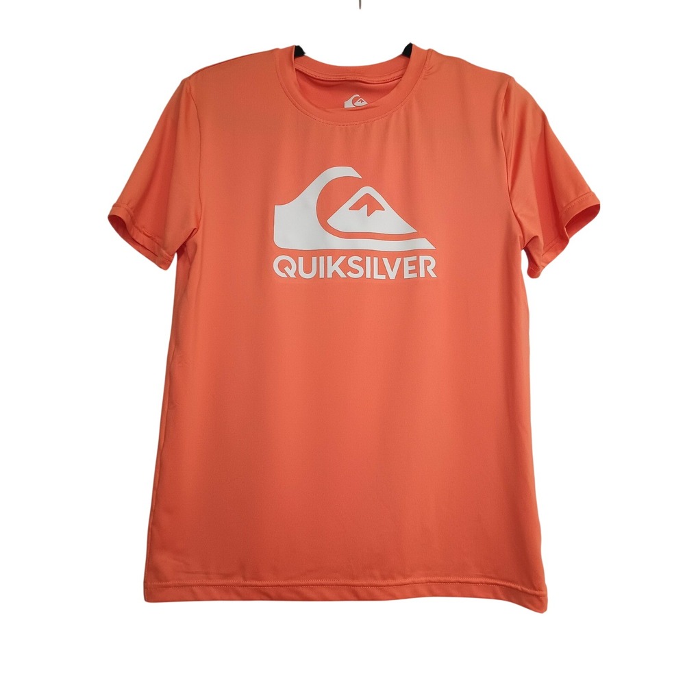 Quiksilver Rash Guard Short Sleeve Swim Shirt Coral Orange Women's S /  Kids M